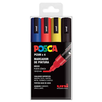 MARCADORES UNI POSCA PC-5M ESTUCHE 4 COLORES BASICO