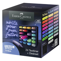 ROTULADOR FLUOR FABER CASTELL TEXTLINER 46 SET DE MESA 24 COLORES