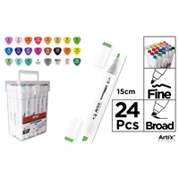 PACK MALETIN 24 ROTULADORES DOBLE PUNTA ARTIX PAINTS